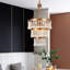 Plafonnier semi-encastré à 6 lumières avec perle en bois et laiton 6 lumières