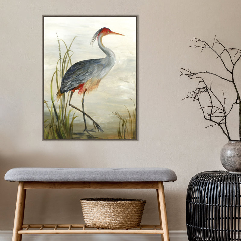 «Gray Heron» par Aimee Wilson - reproduction sur toile flottante, Encadré gris