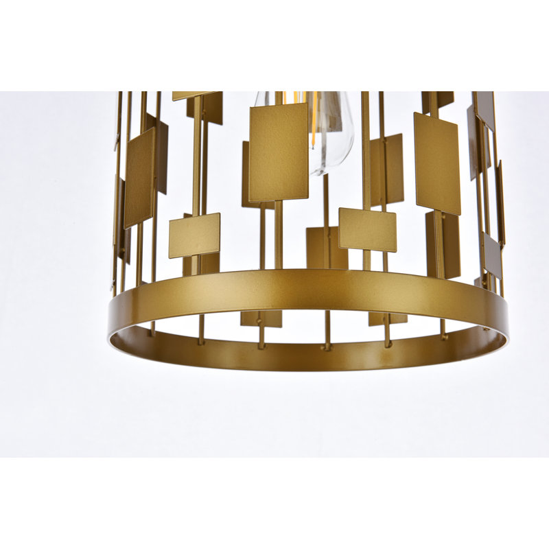 Luminaire suspendu tambour Fritz, Laiton, 1 lumière, H 11 po x l 9,5 po x P 9,5 po