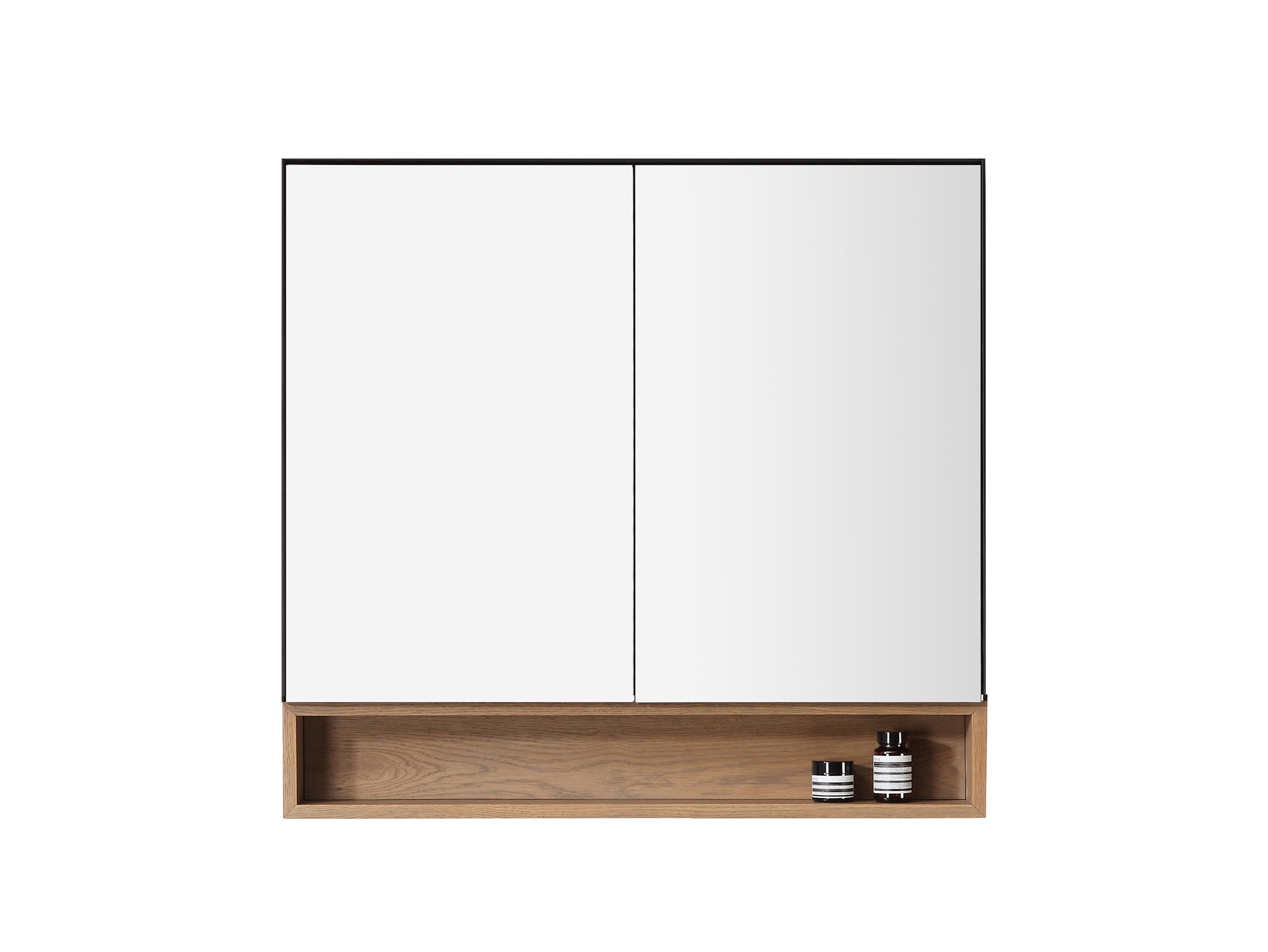 Winston Porter Ancelmo 25.3'' W 22.8'' H Surface Frameless Medicine Cabinet  with Mirror and 9 Fixed Shelves & Reviews