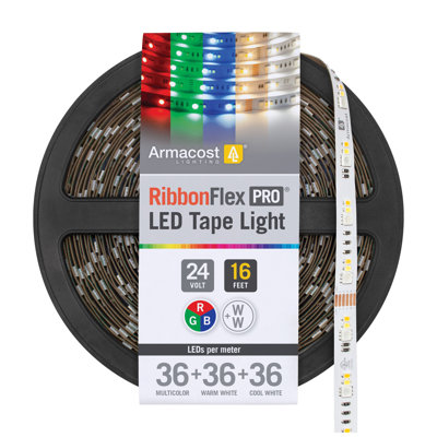 RibbonFlex Pro, 24 V, RVB + WW, 36 + 36 + 36 DEL / M, IP20, bande lumineuse sous l'armoire 5M