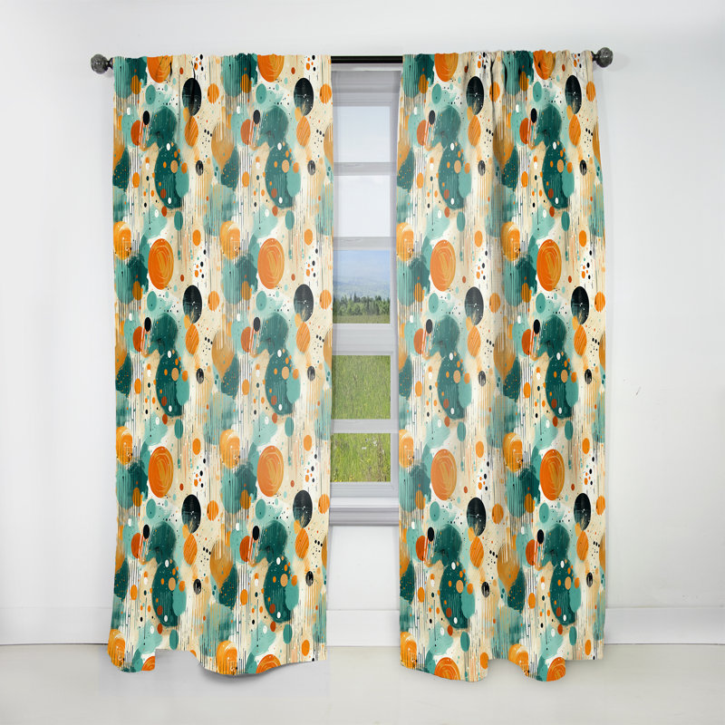 Motif géométrique jaune et vert III - Rideau obscurcissant géométrique abstrait - 1 panneau, L 52 po x L 120 po