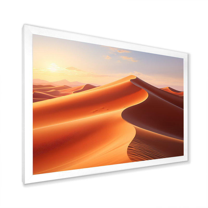 " Desert White Dunes Majesty VII ", White Single Picture Framed, 12" H x 20" W x 1" D