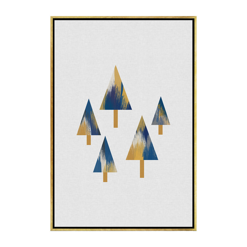«Trees» par Orara - impression d'art graphique, Pas de tapis, H 60 po x l 40po x P 1,5 po, Toile encadrée d'or