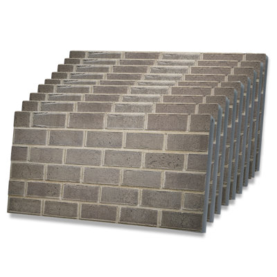 3D Faux Brick Wall Panels, Lightweight Foam Decorative Wall Paneling for Interior & Exterior Use, Water-Resistant, 20" x 40" (Set of 9), Covers 48 Sq Ft