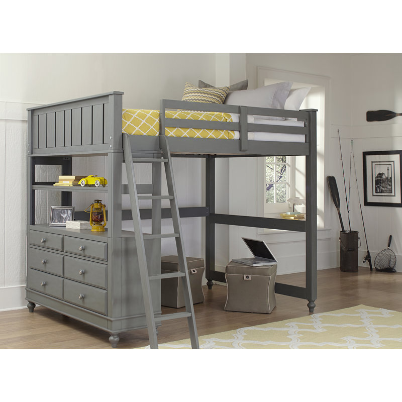 Lit mezzanine double Adriel pour bébés et enfants, Pierre