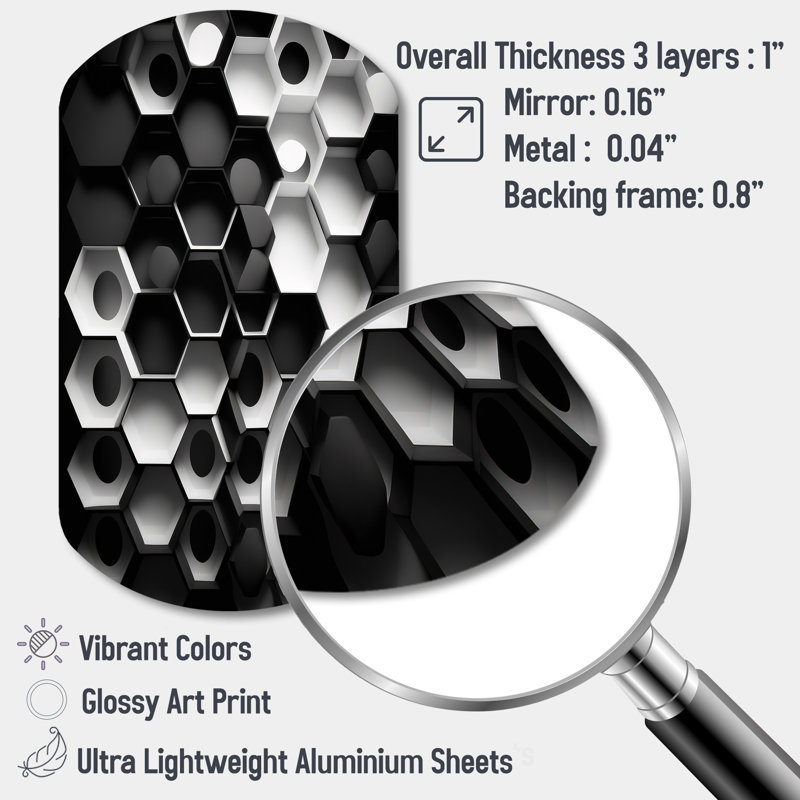 Abstract Geometric Black And White II - Cylinder Abstract Geometric Metal Wall Art, Asymmetrical Metal Wall Sculpture Print