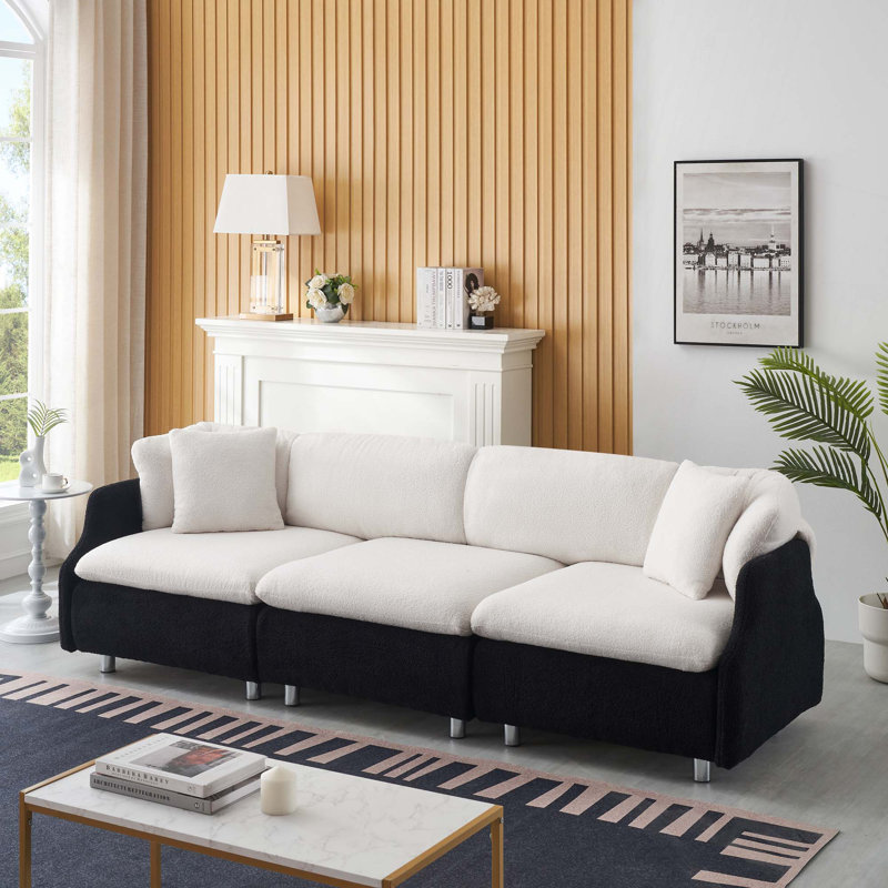 Canapé avec coussins l 95,3 po, Beige / noir Teddy