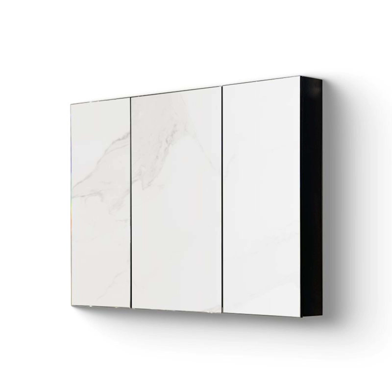 Armoire de rangement de salle de bain à miroir murale 39 po x 28 po avec cadre en fer noir