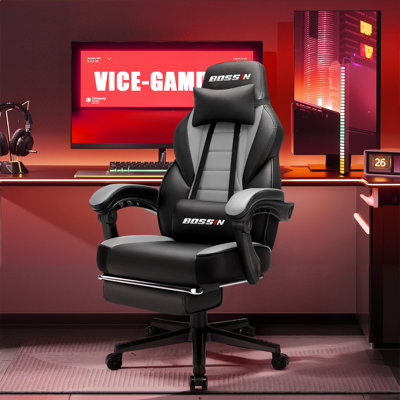BOSSIN Gaming Chairs with Footrest, Ergonomic Computer Game Chairs with Lumbar Support