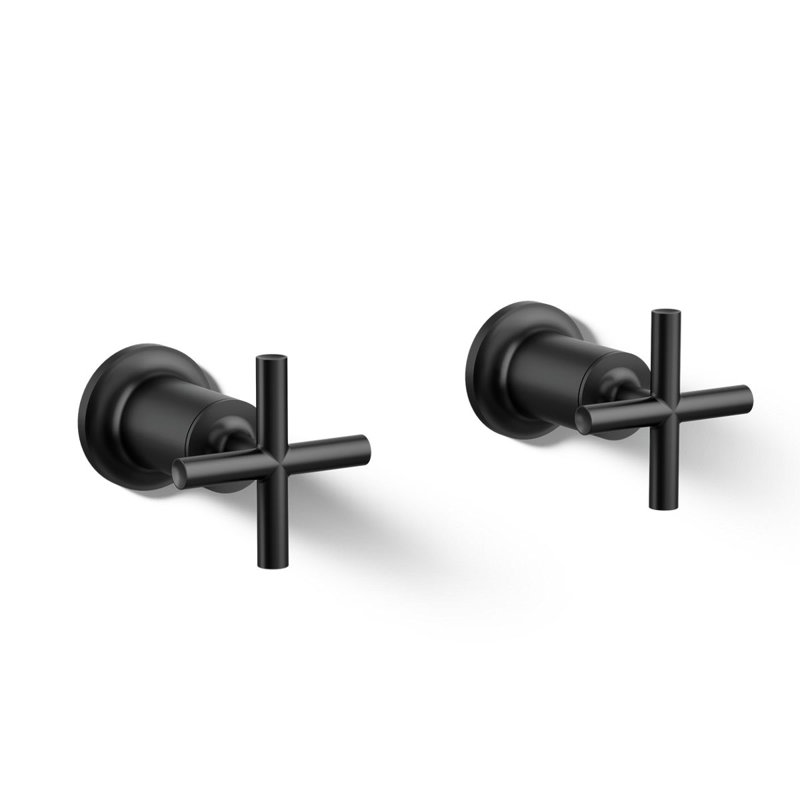 Purist® Deck- or Wall-Mount High-Flow Bath Valve Trim with Cross Handle, Matte Black