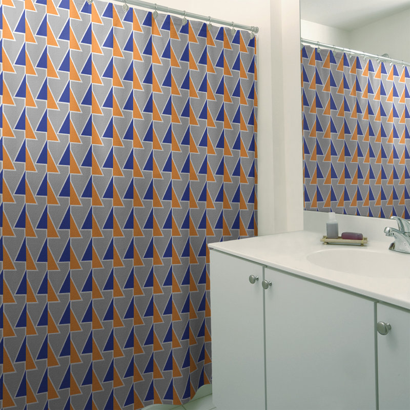 Rideau de douche à flèches décalées, Bleu / Orange