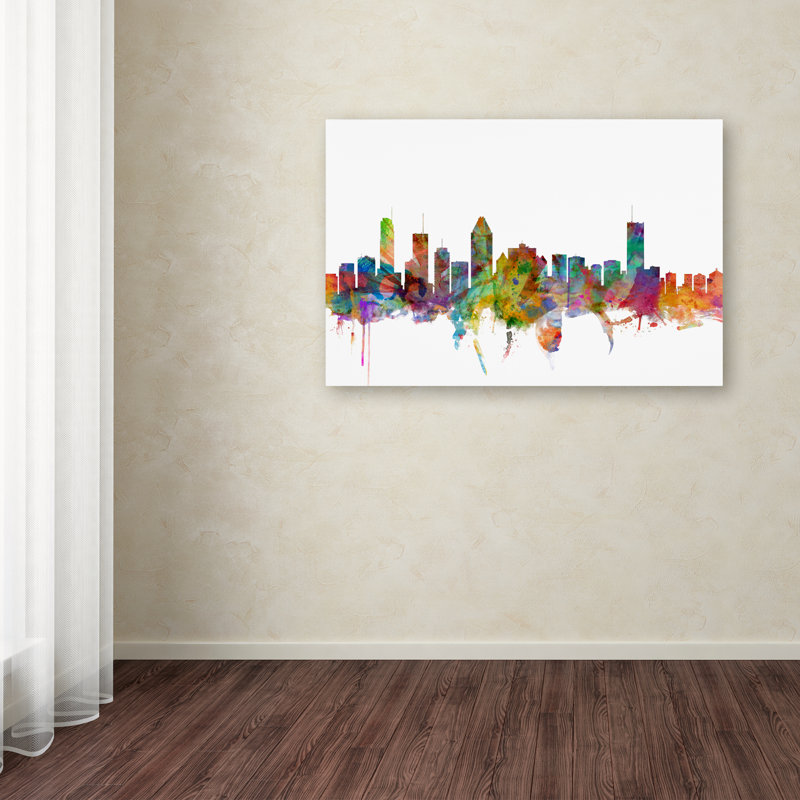 « montréal canada horizon », impression sur toile tendue, H 30 po x l 47 po x P 2 po