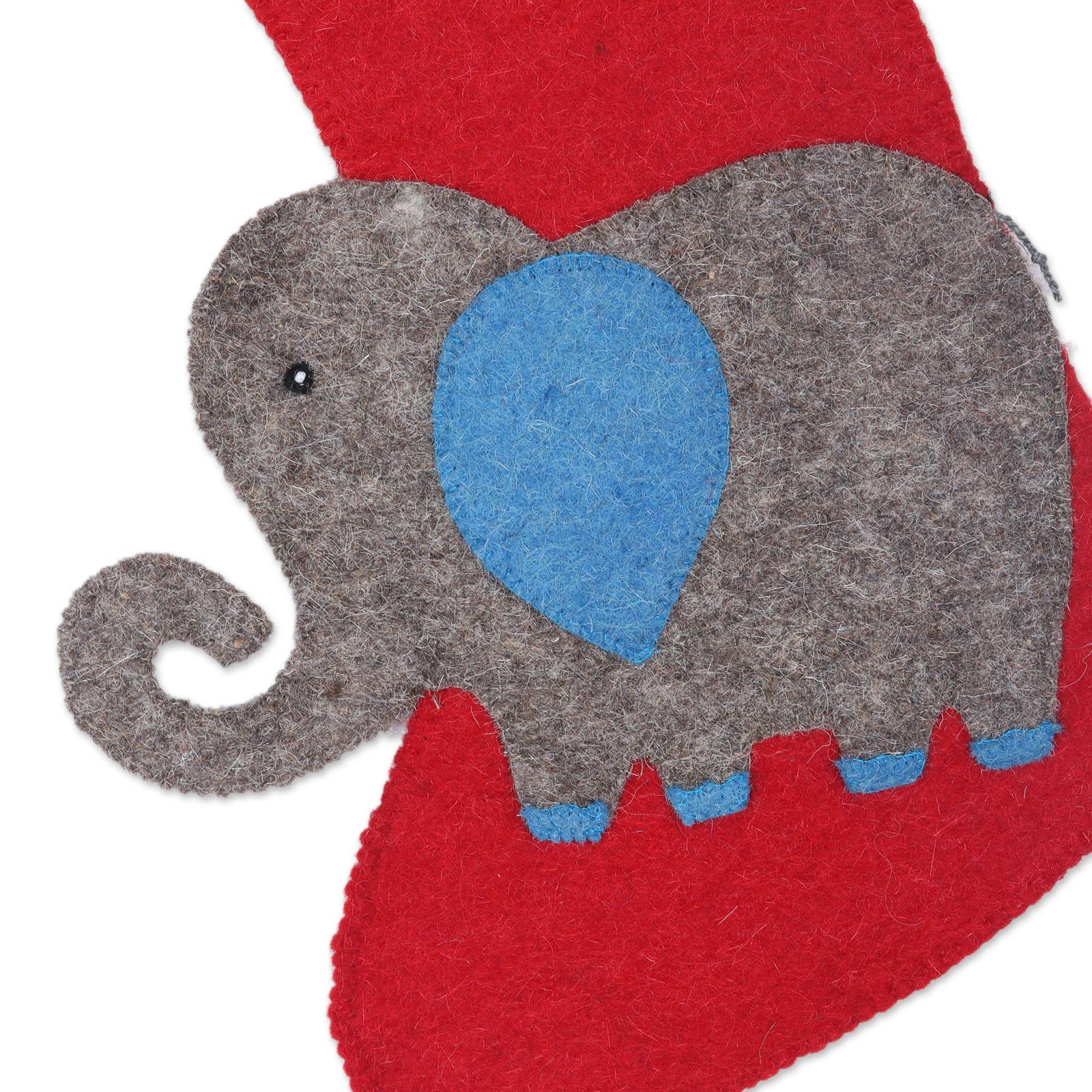 Embroidered Wool Stocking, Red
