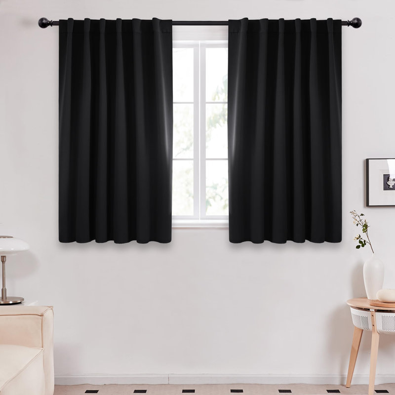 Darlington Room Darkening Curtain Pair, Black, 52" W x 45" L