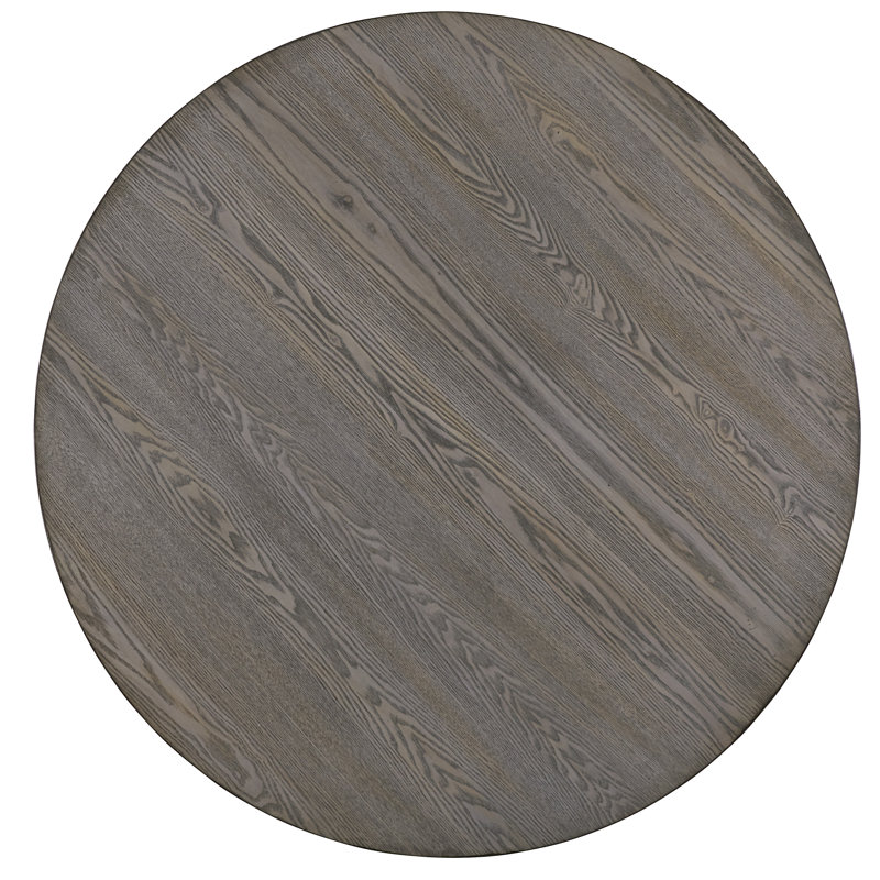 Transitional Harbor Gray Round Wood Dining Table, Seats 4