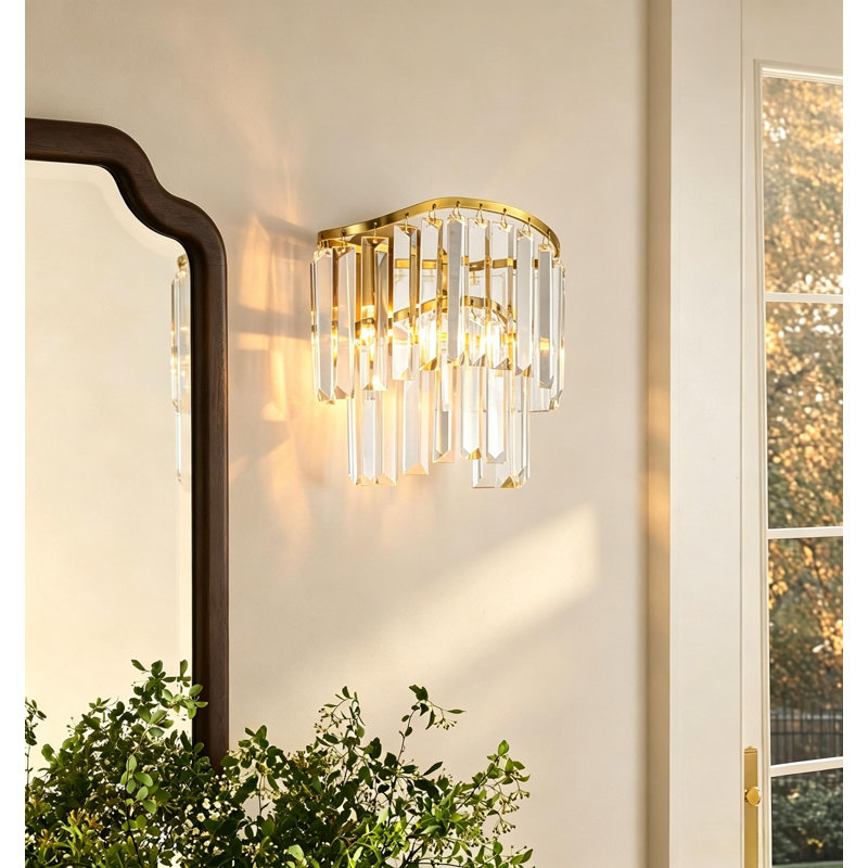 1-Light crystal Gold wall sconce for Bathrooms