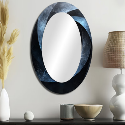 Miroir mural moderne ovale noir bleu fractal noir trou II
