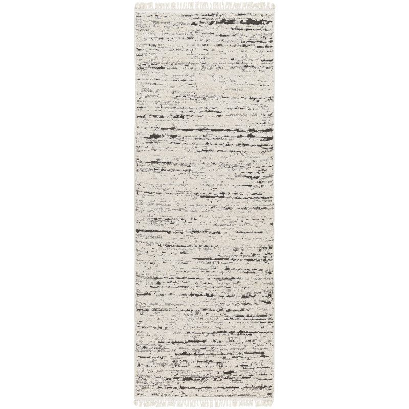 Tapis taupe à rayures Ollie, Tapis de couloir 2 pi 7 po x 7 pi 3 po