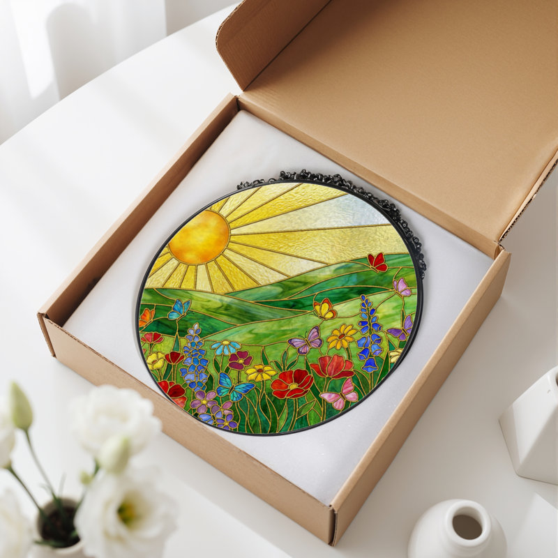 Panneau de vitrail en verre coloré 7,8 po, H 7,8 po x l 7,8 po