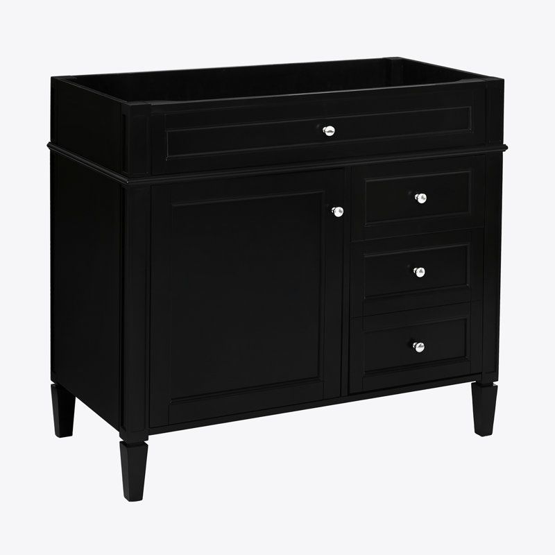 36'' Bathroom Vanity without Top Sink, Modern Bathroom Storage Cabinet with 2 Drawers and a Tip-out Drawer, Solid Wood Frame (NOT INCLUDE BASIN SINK)