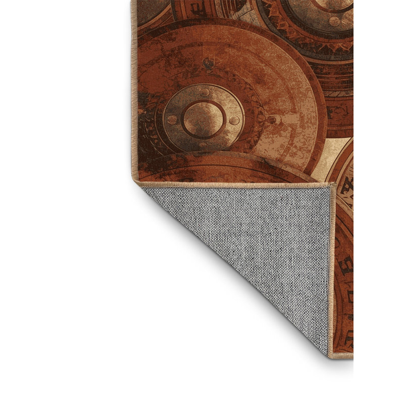 Tapis brun rétro lavable à la machine Parkwoods - reliure brun clair, 7 x 9