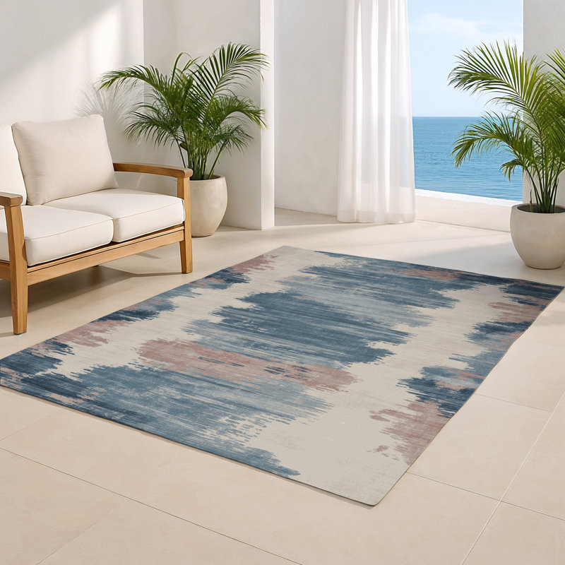 Watercolor Gray Indoor and Outdoor Area Rug, Rectangle 4' x 6'