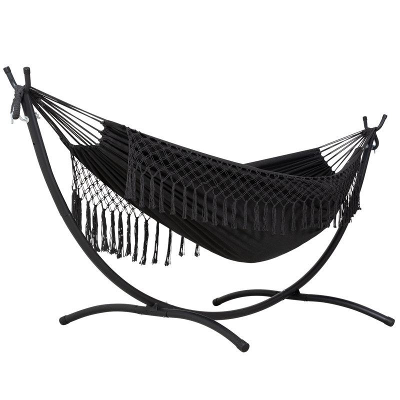 9,35 pi Ensemble de lit hamac d'extérieur pliable et portatif pour 2 personnes de style brésilien avec support, Oui