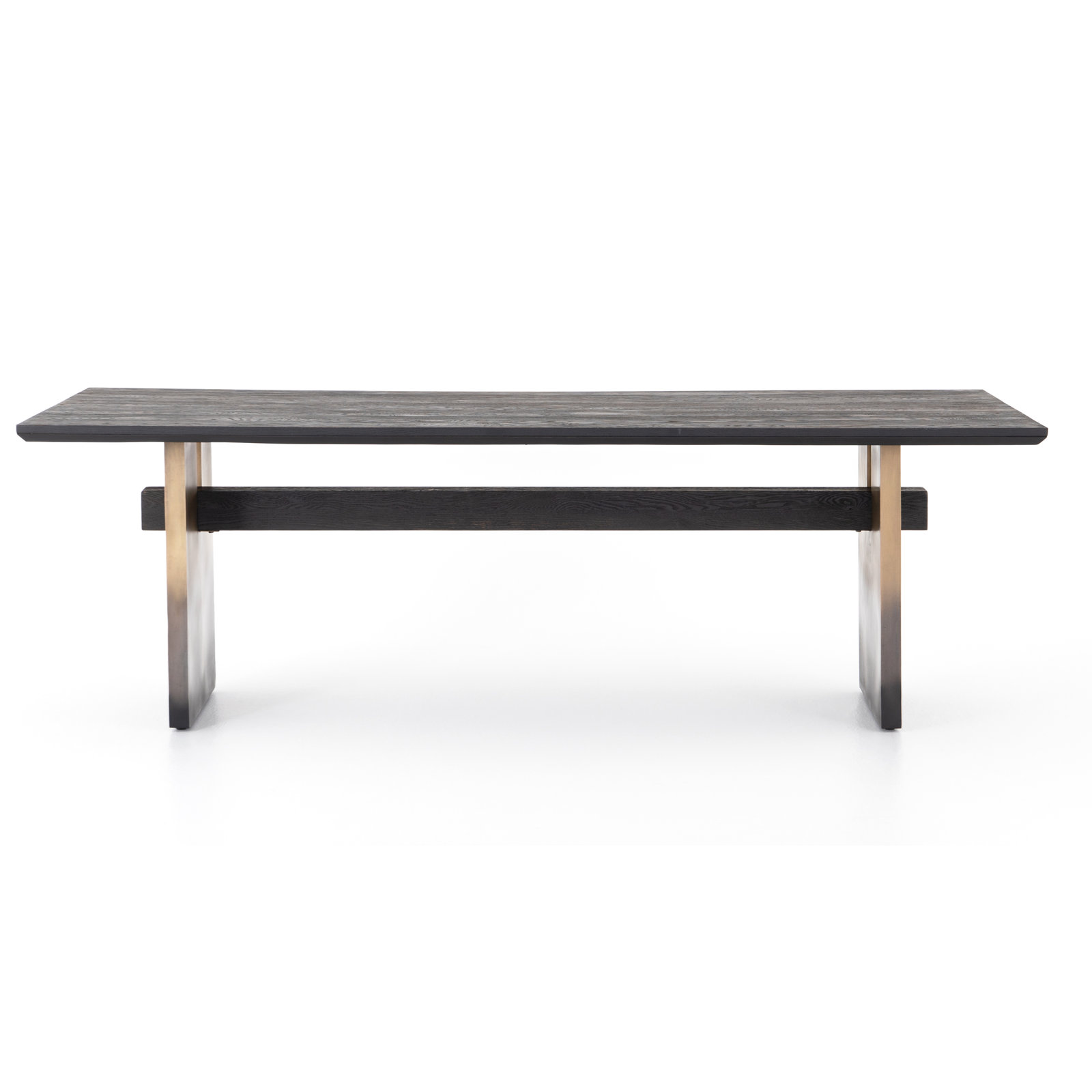 94'' Dining Table, Black Oak Top/Ombre Brass Base