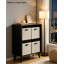 Ensemble de 6 paniers de rangement, paniers de rangement en tissu 10,5 x 10,5 po x 11 po pour bibliothèque, armoire, garde-robe, tissu beige haute densité avec insertions en carton renforcé