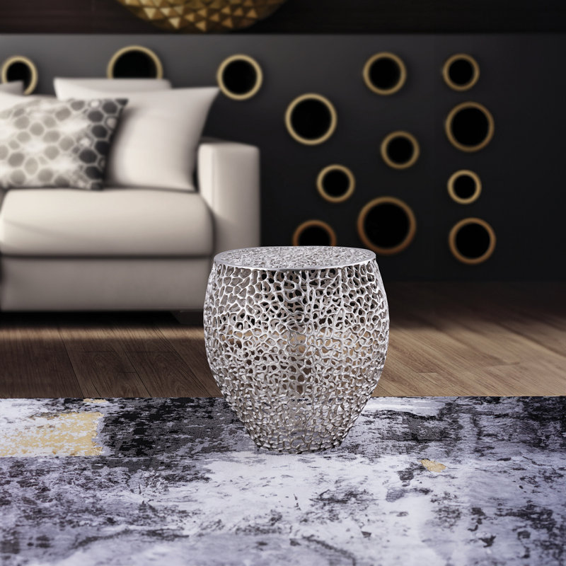 Table d'appoint moderne ET3403-18 Identique à B009140735 (inventaire CA), Argent argent