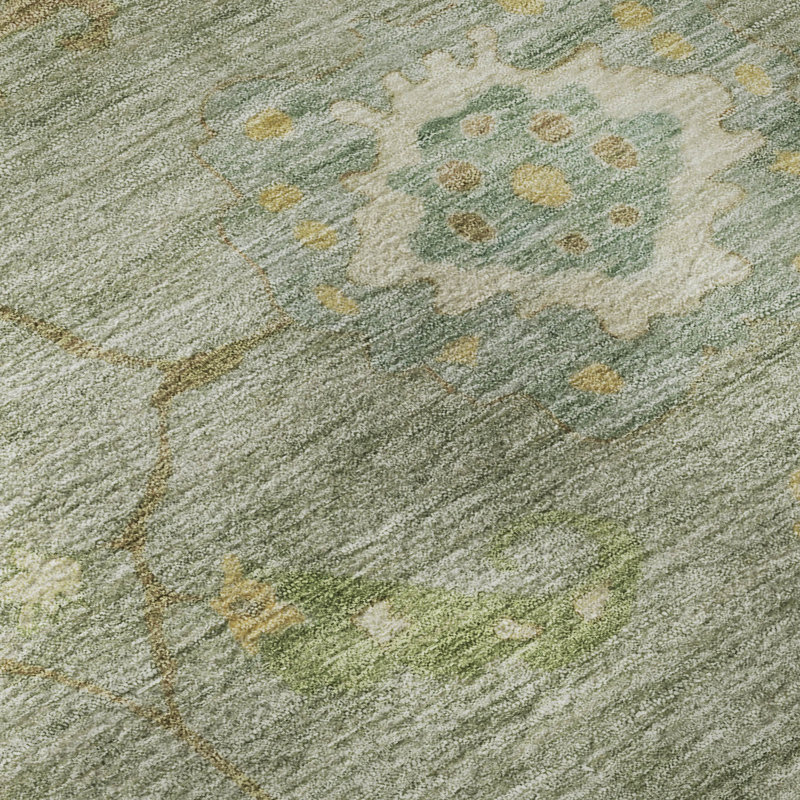 Premium Machine Washable Mayfield AMF2229 Global Rug, 2'6" x 3'10", Sage