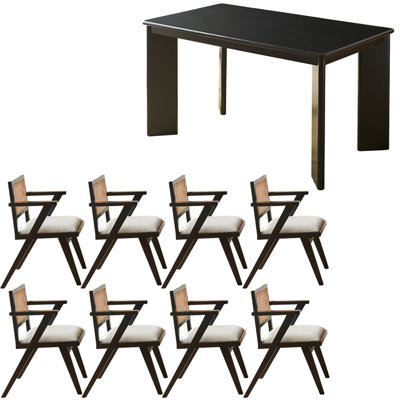 Ensemble de table de salle à manger en bois massif de style nordique noir