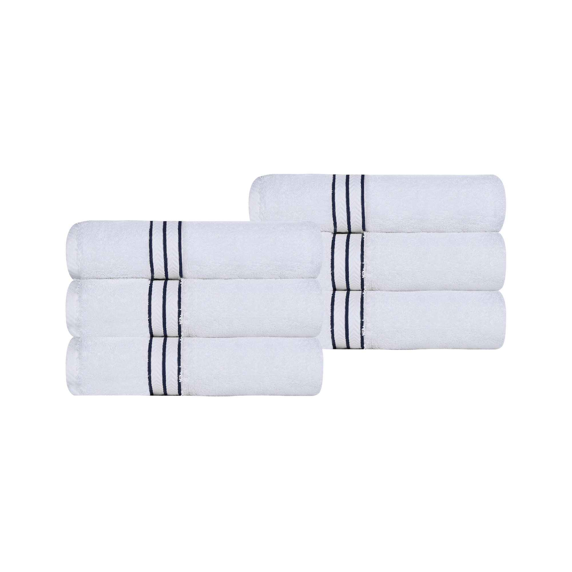 Josann Turkish Cotton Ultra-Plush Absorbent Heavyweight Hand Towel Set, Navy Blue