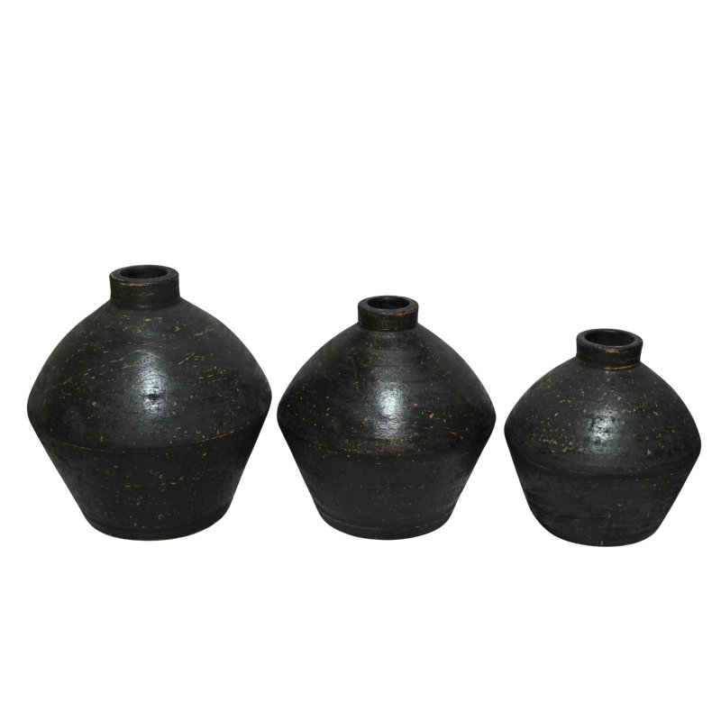 Trio de pots en argile Heritage noir