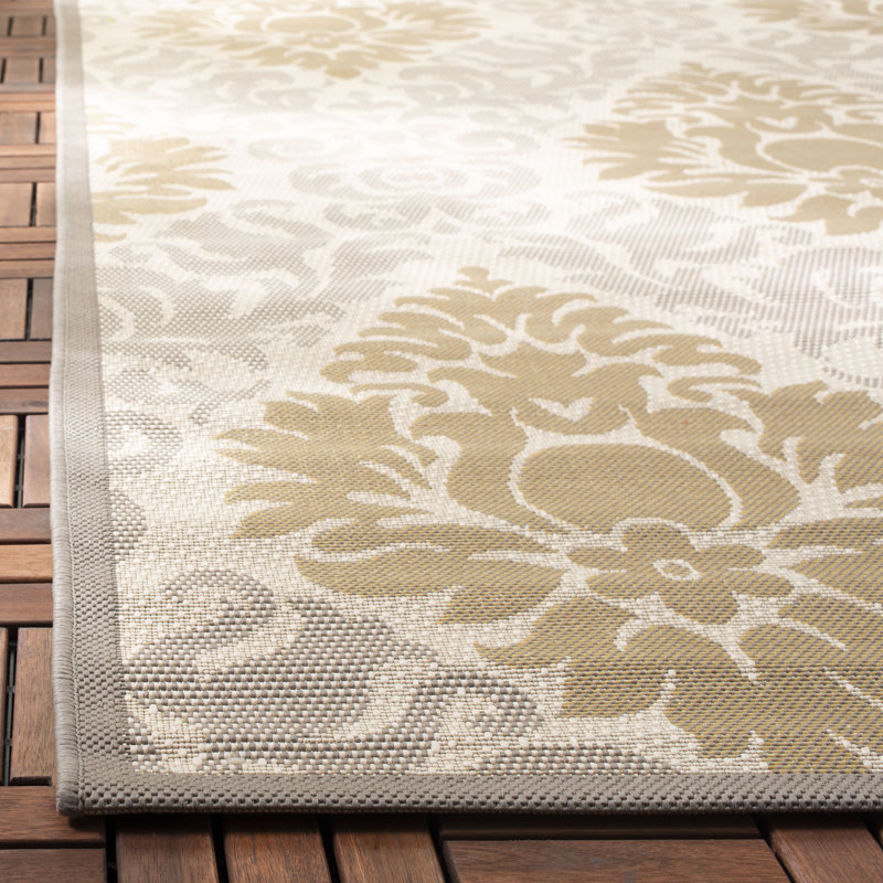 Cy7133 Damask Indoor/Outdoor Rug, Rectangle 5'3" x 7'7"
