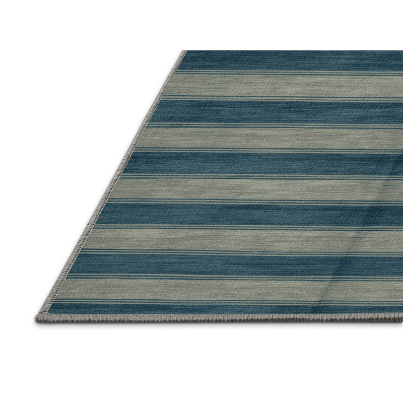Tapis brun à rayures horizontales lavable à la machine, Rectangle 5 pi x 8 pi