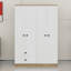 Armoire à 4 portes avec tiroirs intégrés, tablette et tringle