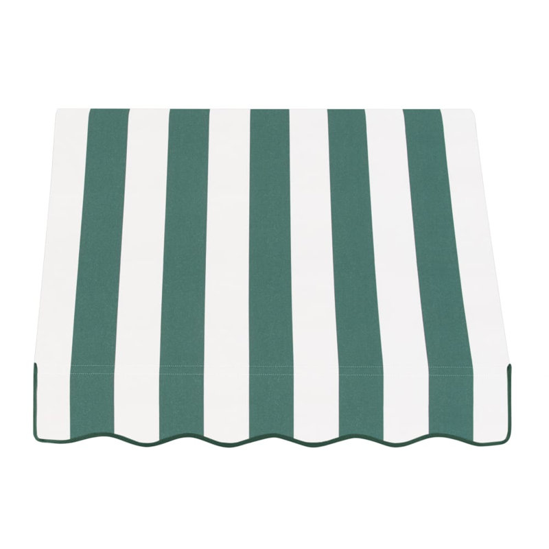 Auvent fixe en tissu acrylique rétro Awntech Dallas, Forêt / rayure blanche, H 18 po x l 52,5 po x P 24 po