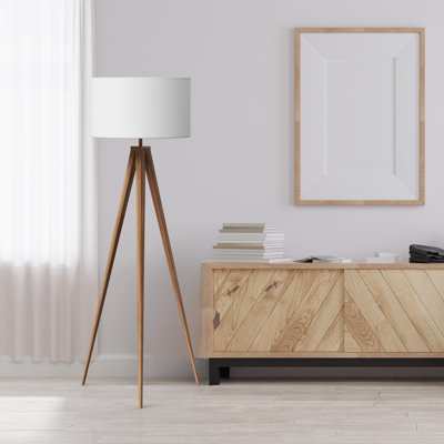 Cardone 60" Tripod Floor Lamp with Drum Shade and Foot Switch – Modern Minimalist Lighting Accent