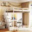 Lit mezzanine double avec escalier de rangement multifonctionnel sous et latéral pour optimiser l'utilisation de la chambre à coucher-1332778657