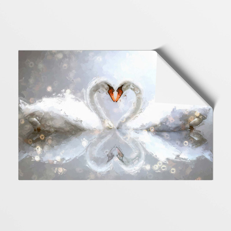 Swans Forming A Love Heart - No Frame Painting, 21 cm H x 29.7 cm W