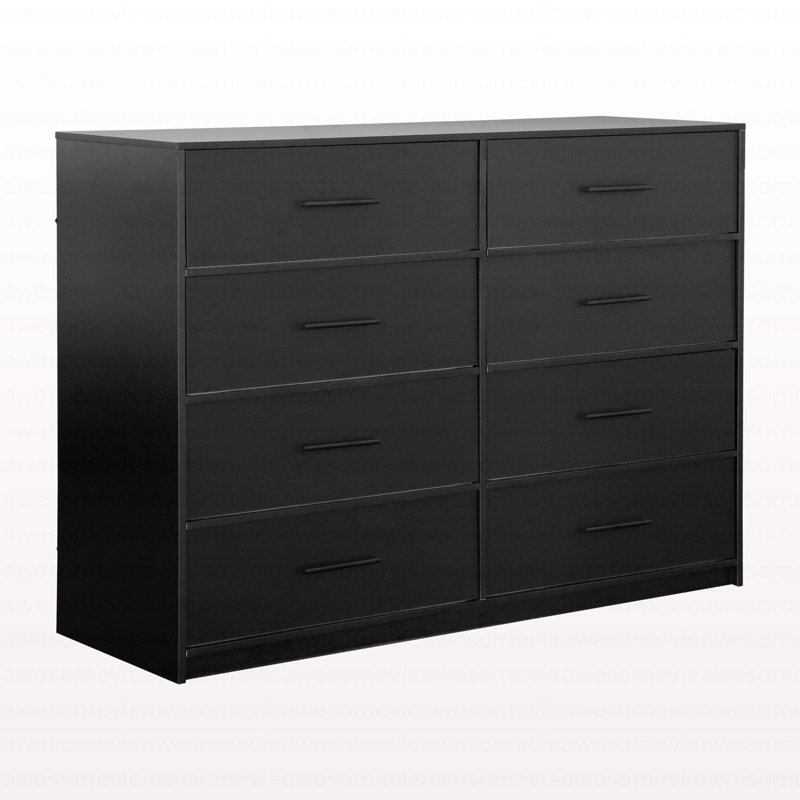 Commode 8 tiroirs avec grands tiroirs en tissu, noir, Noir
