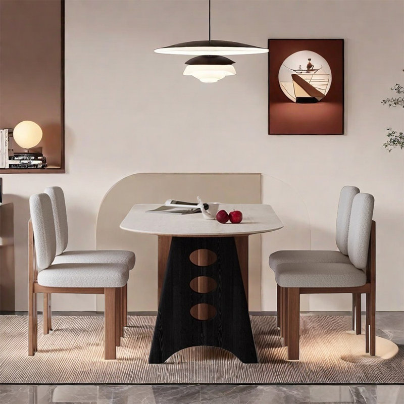 Ensemble de table de salle à manger vintage en pierre frittée, H 29,5 po x L 63 po x l 31,5 po