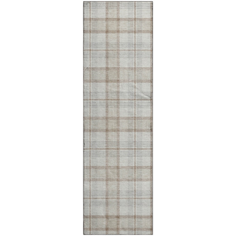 Premium Machine Washable Corum AMF1052 Plaid Rug
