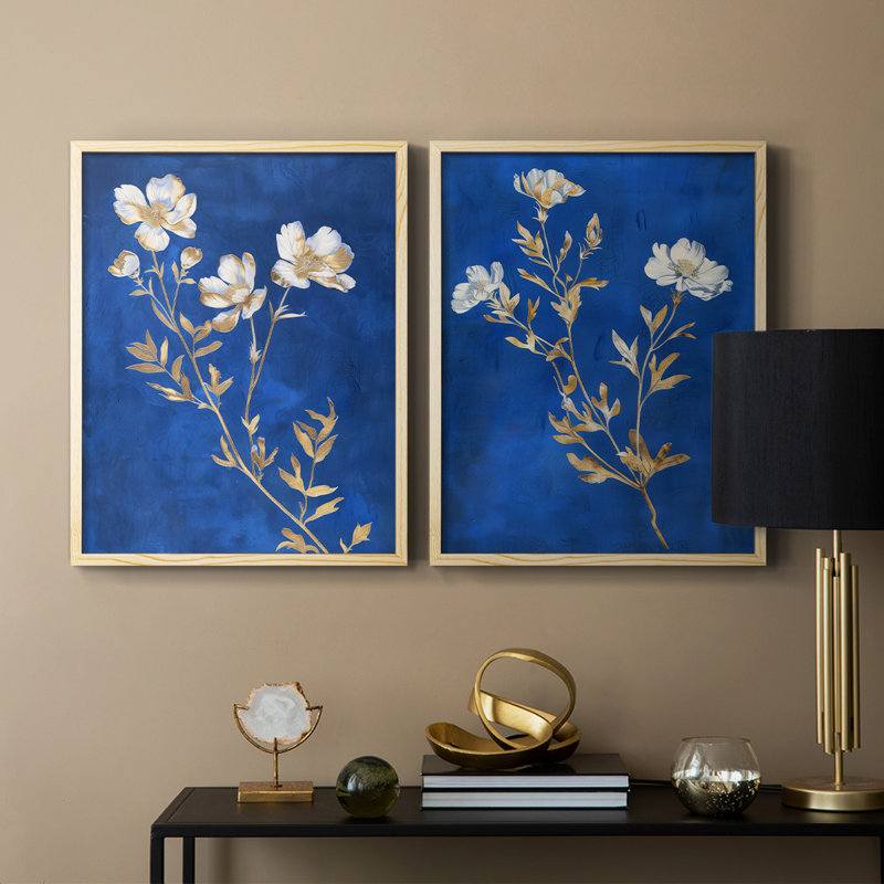 FLORAL Series Lxxiii - reproduction encadrée de qualité supérieure - prête à être accrochée - aucun clou requis - aucun clou requis
