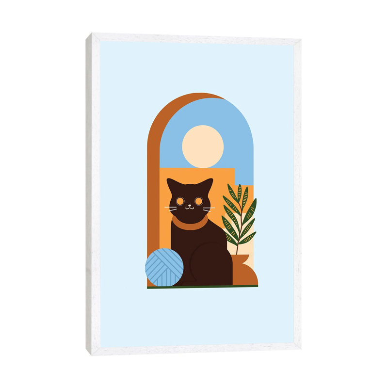 Teracotta Cat - Print on Canvas, White Framed, 152.5 cm H x 101.5 cm W