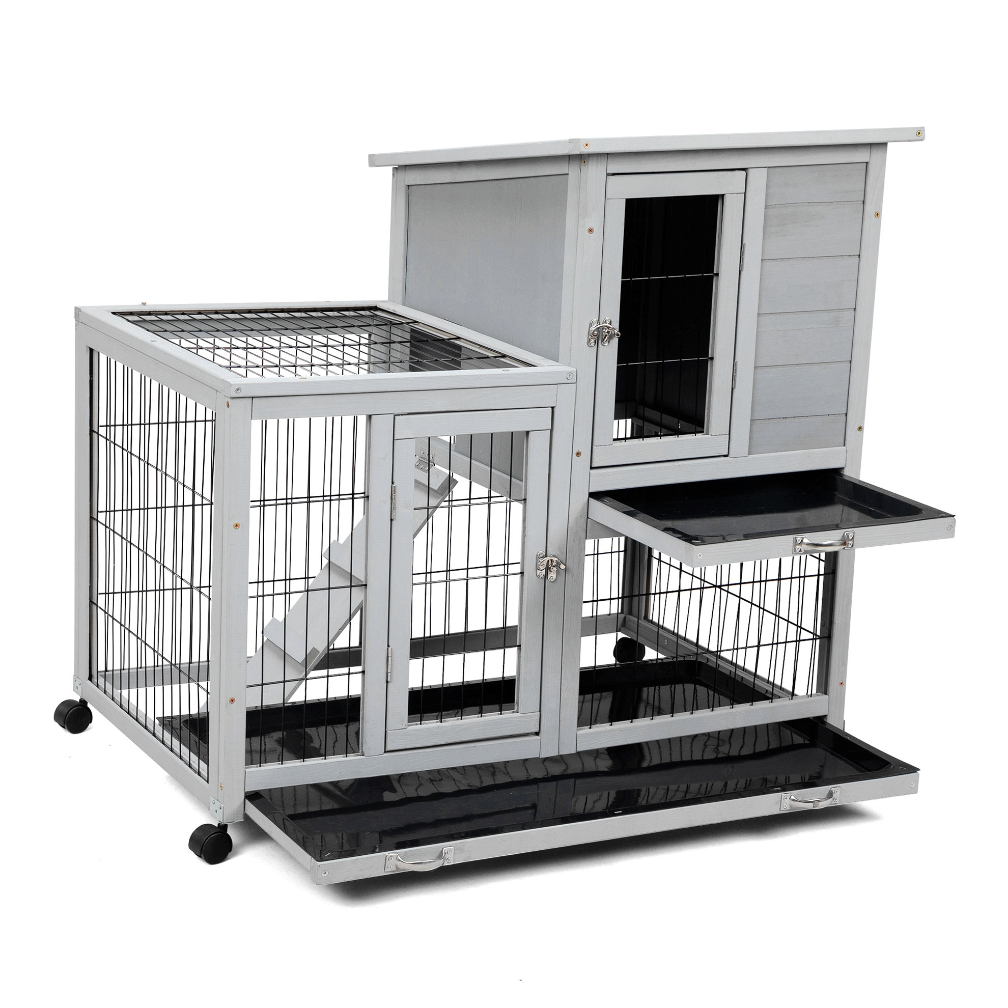 Rabbit Roling Cat Tucker Murphy Pet™ Detachable Rabbit Hutch With Removable Tray And ...