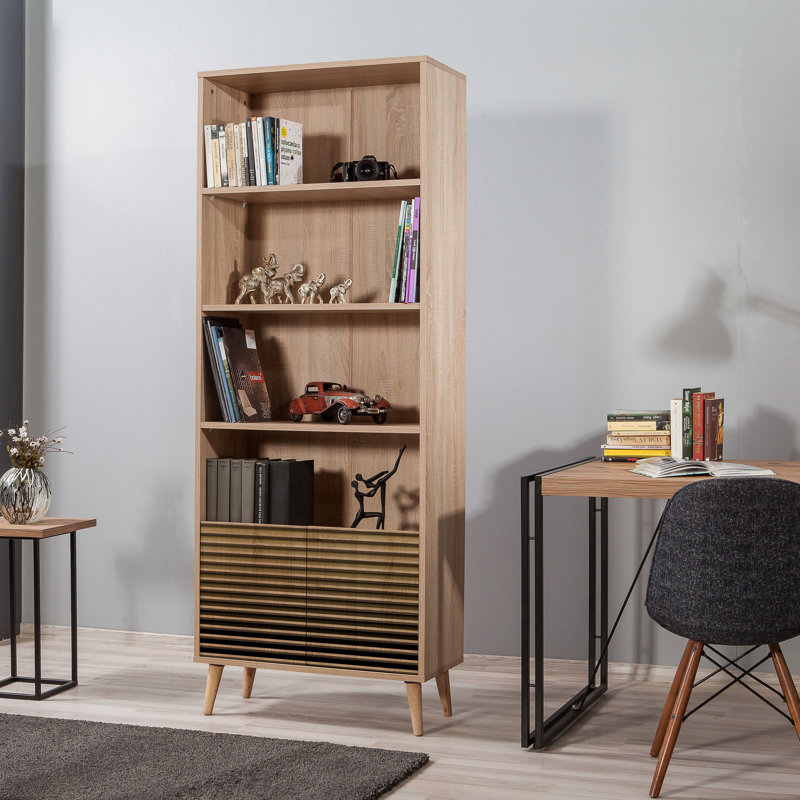 Bibliothèque standard H 77,95 "x l 29,53" Cuthbert, Brun, jaune, noir