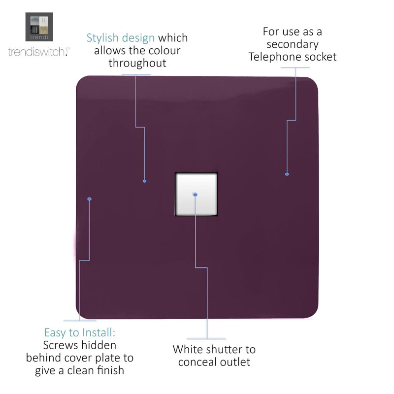 Trendi Switch 1 Gang Cat 3 Telephone Socket, Plum